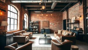 Salon w stylu industrialnym